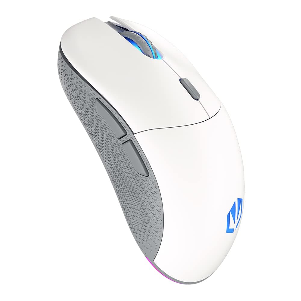 Мишка Endorfy GEM Plus Onyx, оптична (26000dpi), безжична, 2.4GHz, бяла, 6 програмируеми бутона, RGB подсветка, PixArt PAW3395 сензор
