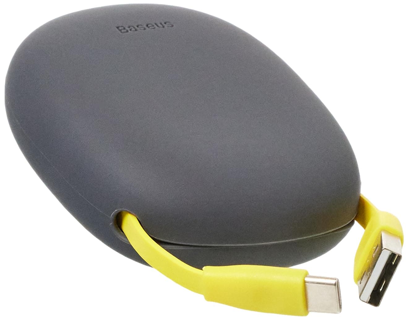 Универсален USB към USB-C кабел (100 см) - Baseus Lets Go Little Reunion One-Way Stretchable Data Cable (CATRN-GY) (сив-жълт)