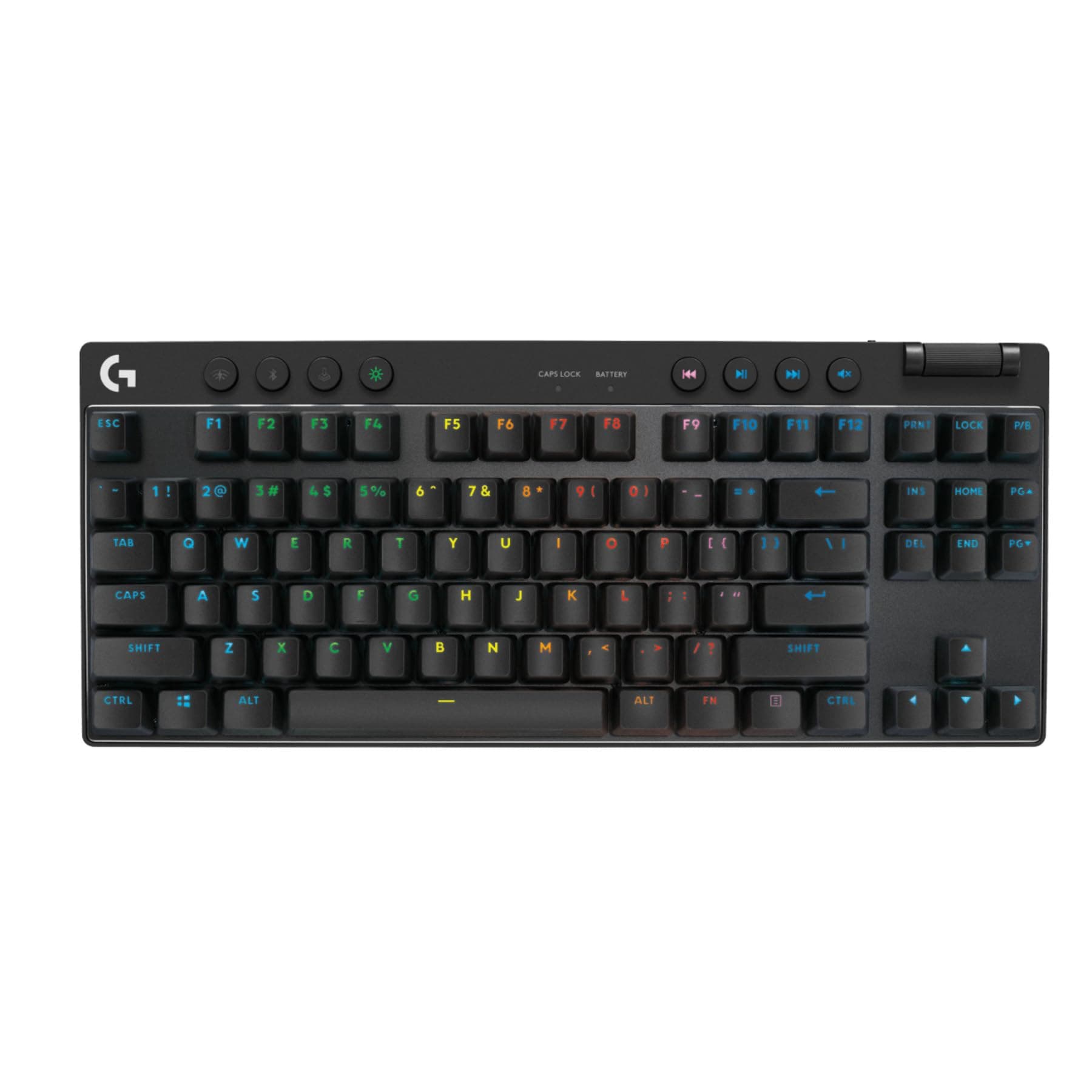 Клавиатура Logitech G Pro X TKL Lightspeed (920-012136), безжична, механична, Tactile суич, гейминг, US International Layout, RGB подсветка, USB, Bluetooth, черна