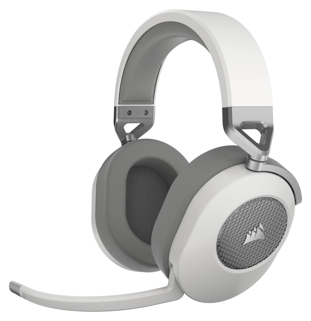 Слушалки Corsair HS65 Wireless, безжични, Bluetooth, USB, микрофон, гейминг, 50mm драйвери, Dolby Audio 7.1, бели