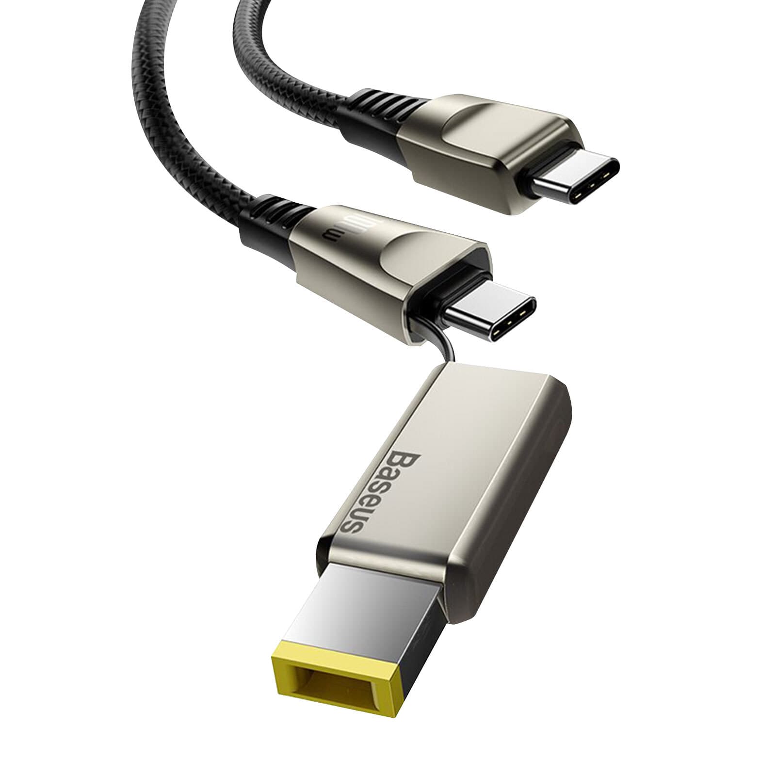 USB-C кабел с допълнителен адаптер за Lenovo лаптопи и бързо зареждане на устройства с USB-C порт (200 см) - Baseus Flash Series 2-in-1 USB-C & Lenovo Square Plug Cable (CA1T2-B01) (черен)