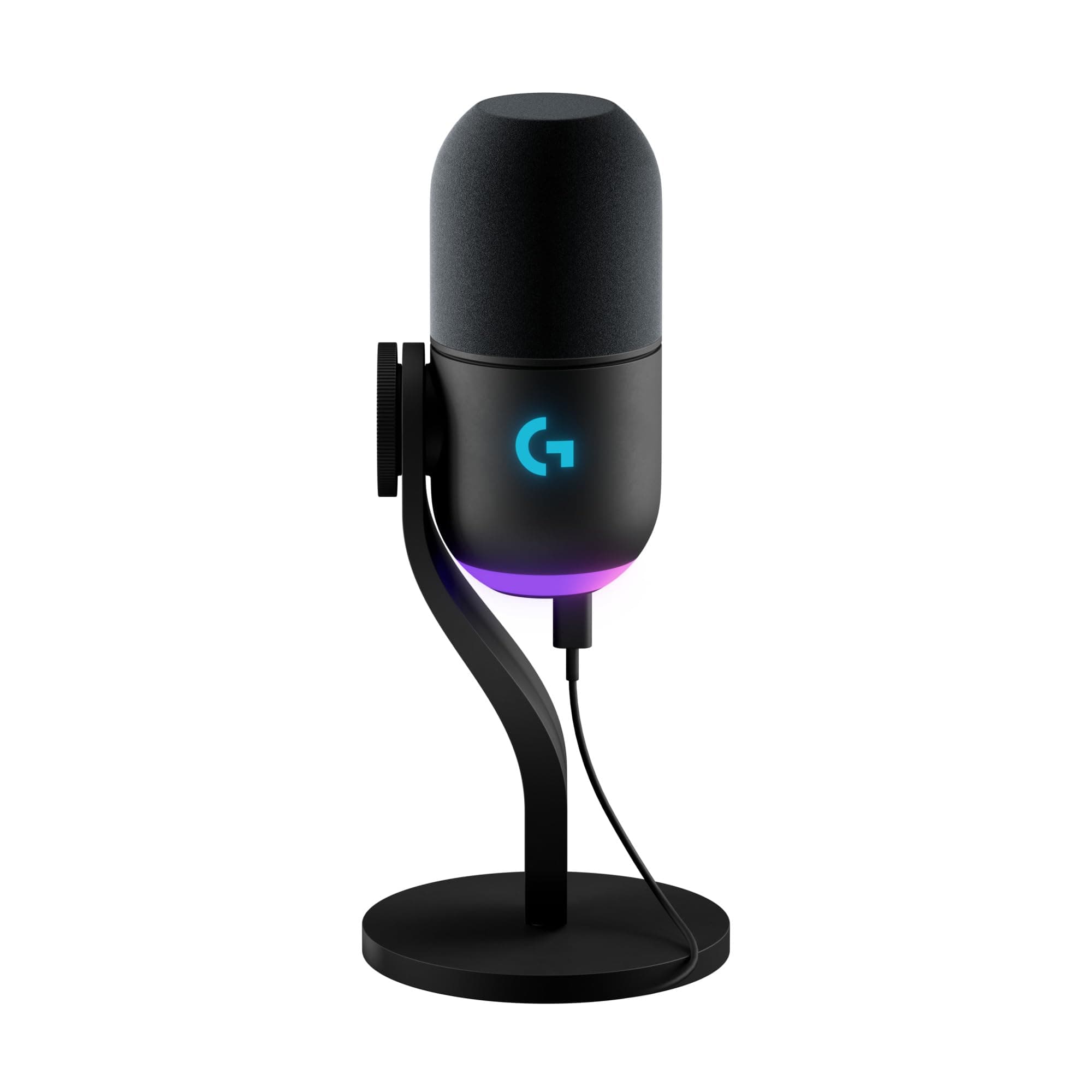 Микрофон Logitech Yeti GX (988-000569), суперкардиоиден, динамичен, RGB подсветка, 24-bit/96kHz, USB, черен