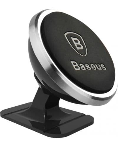 Магнитна поставка за гладки повърхности за смартфони - Baseus 360-degree Rotation Magnetic Mount Holder (черен-сребрист)