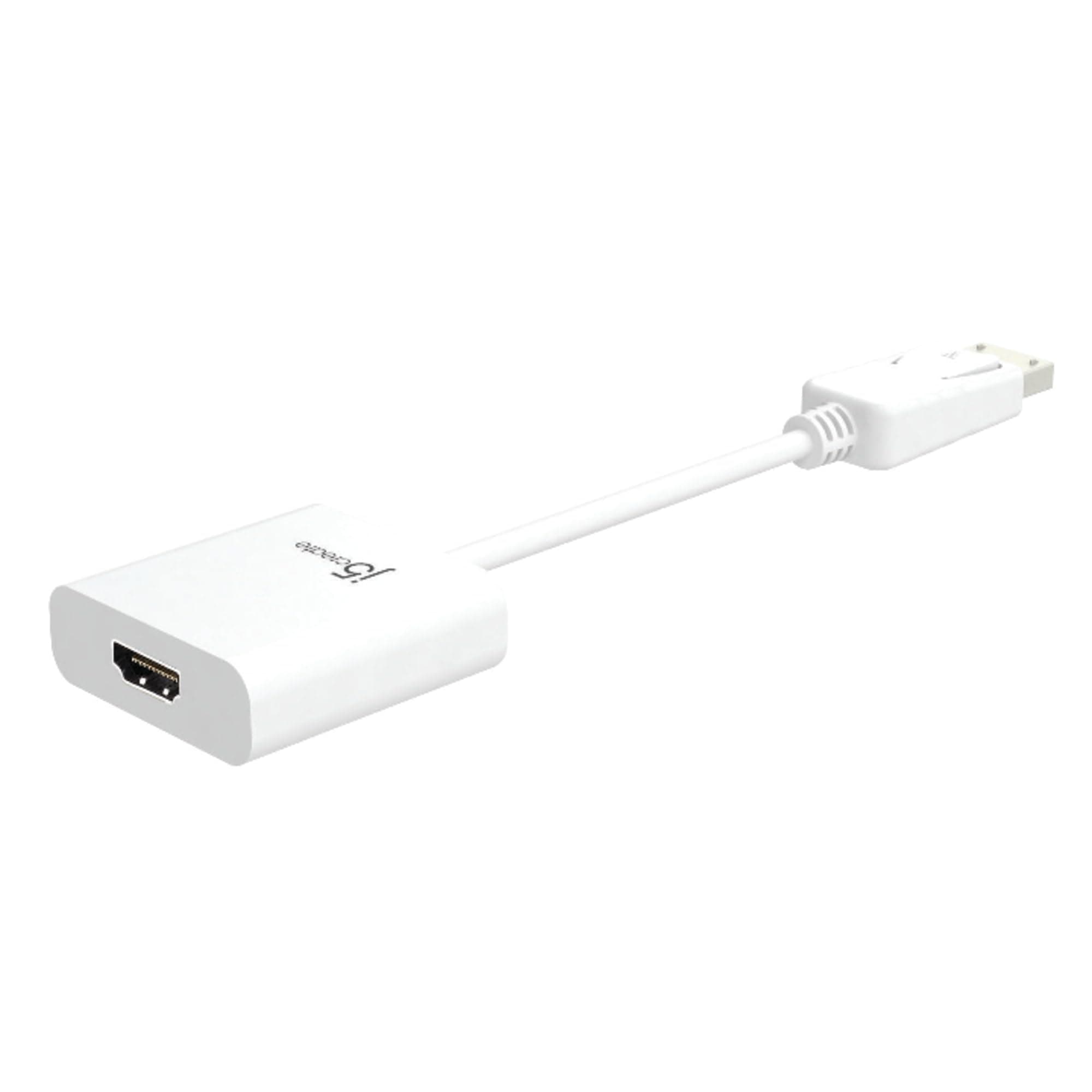 Адаптер j5create, от DisplayPort (м) към HDMI (ж), 0.9 m, бял