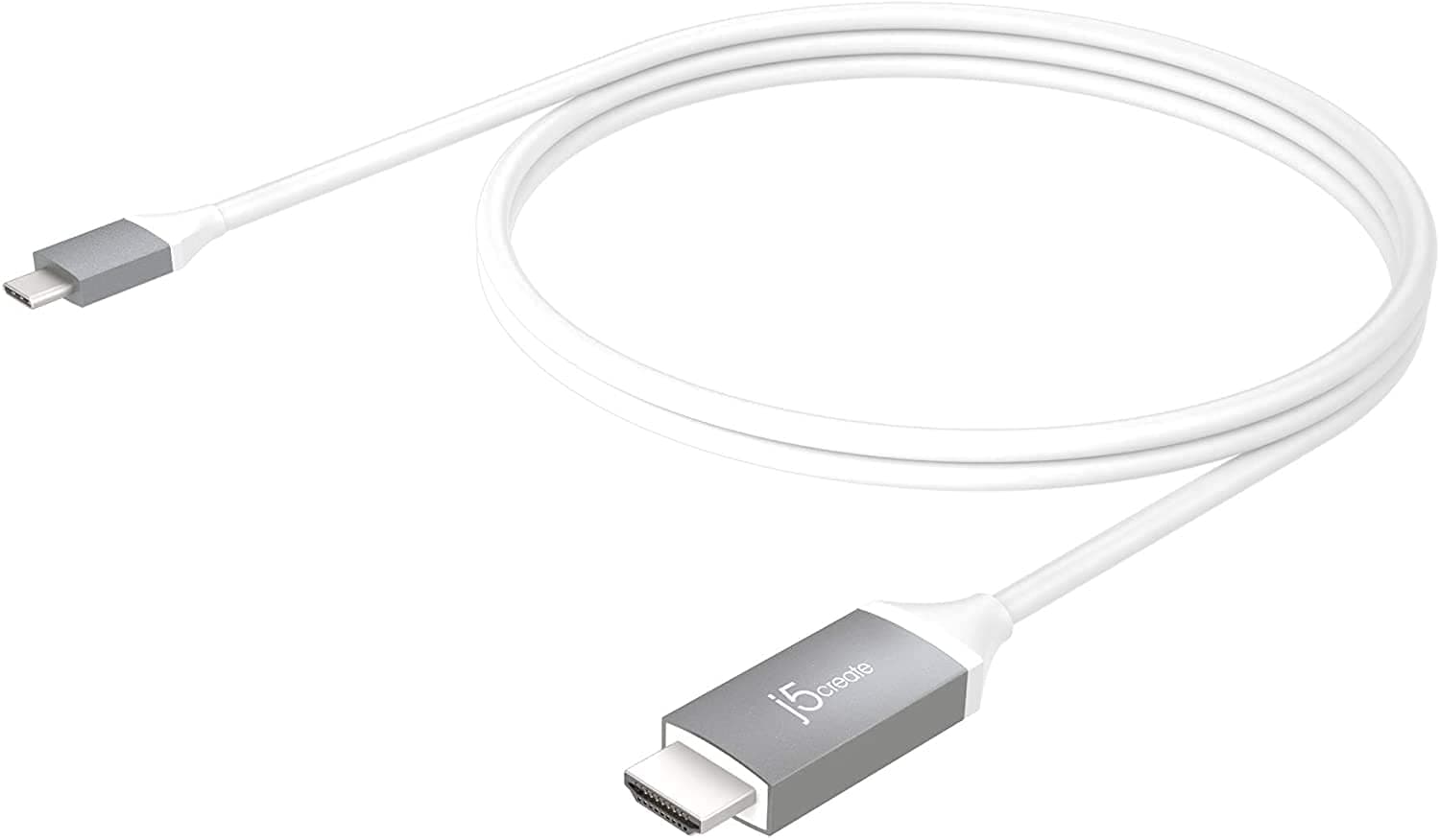 Кабел j5create JCC153G, от USB Type C (м) към HDMI 2.0 (м), 1.8m, бял