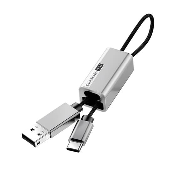 Кабел USB-A към USB-C с четец за microSD карти памет за мобилни устройства - Baseus Card Reading Cable USB-C & USB-A Memory Card Reader (сребрист)