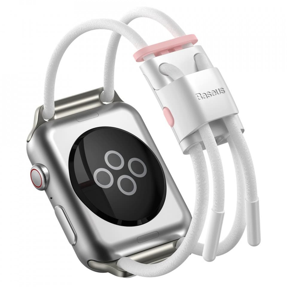 Текстилна каишка за Apple Watch 42мм, 44мм, 45мм, 46мм, Ultra, Ultra 2 49мм - Baseus Lets Go Bracelet Clasp Band (LBAPWA4-B24) (бял)