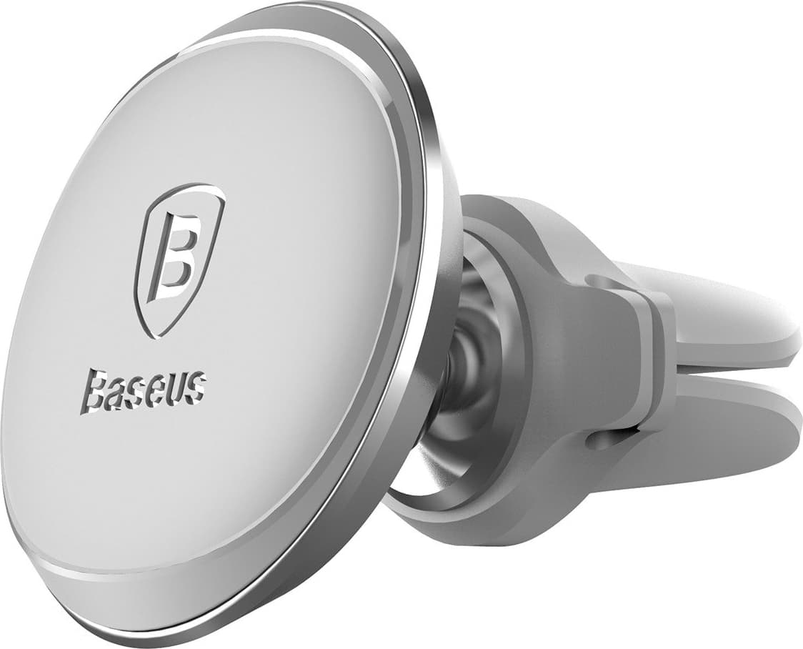 Магнитна поставка за радиатора на кола за смартфони - Baseus Magnetic Air Vent Mount Holder with Cable Clip (SUGX-A0S) (сребрист)