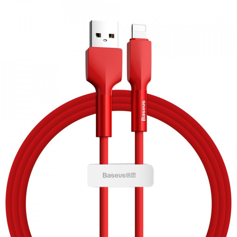 USB кабел за Apple устройства с Lightning порт (100 см) - Baseus Silica Gel Lightning USB Cable (CALGJ-09) (червен)