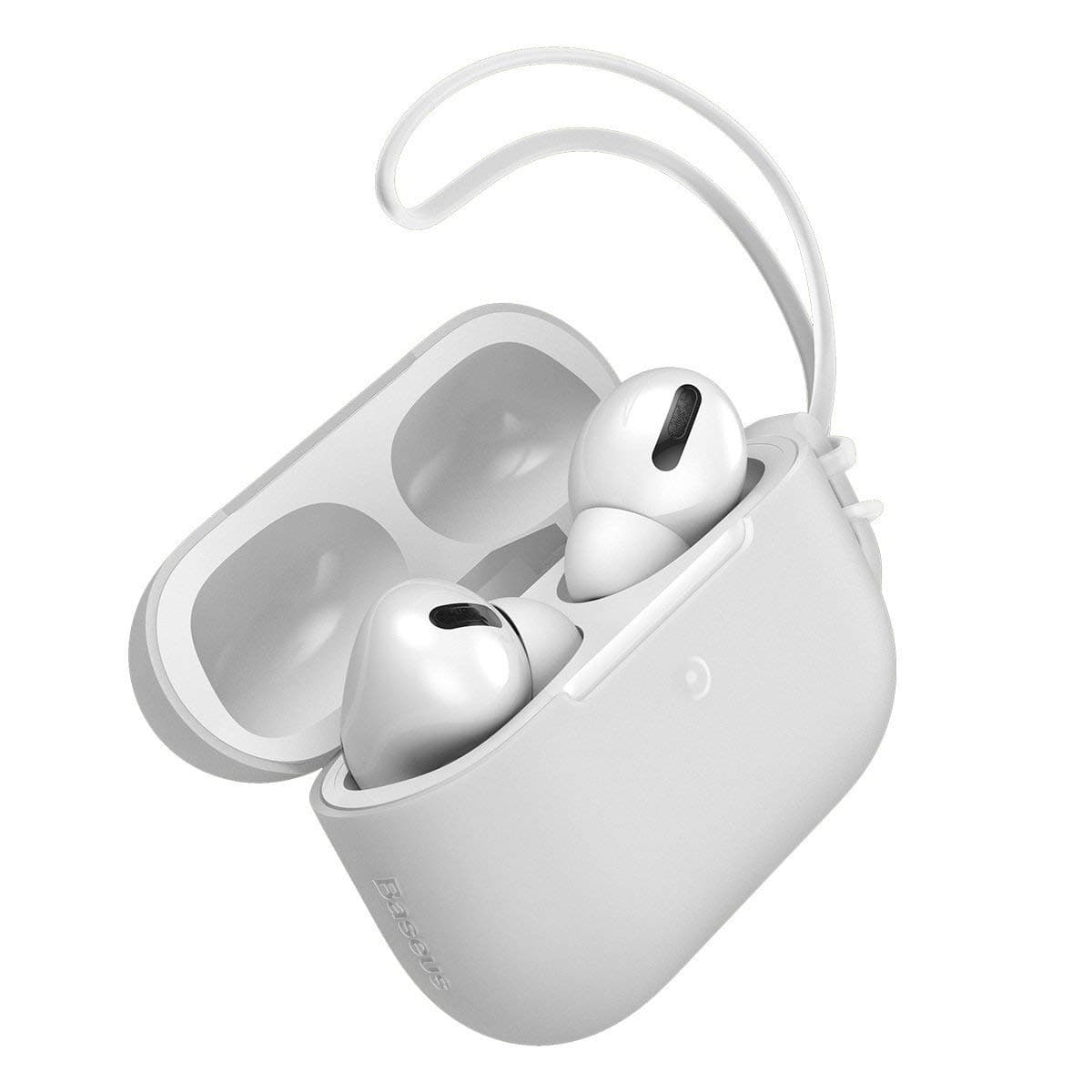 Силиконов калъф с връзка за Apple Airpods Pro - Baseus Lets Go Jelly Lanyard Case (бял)