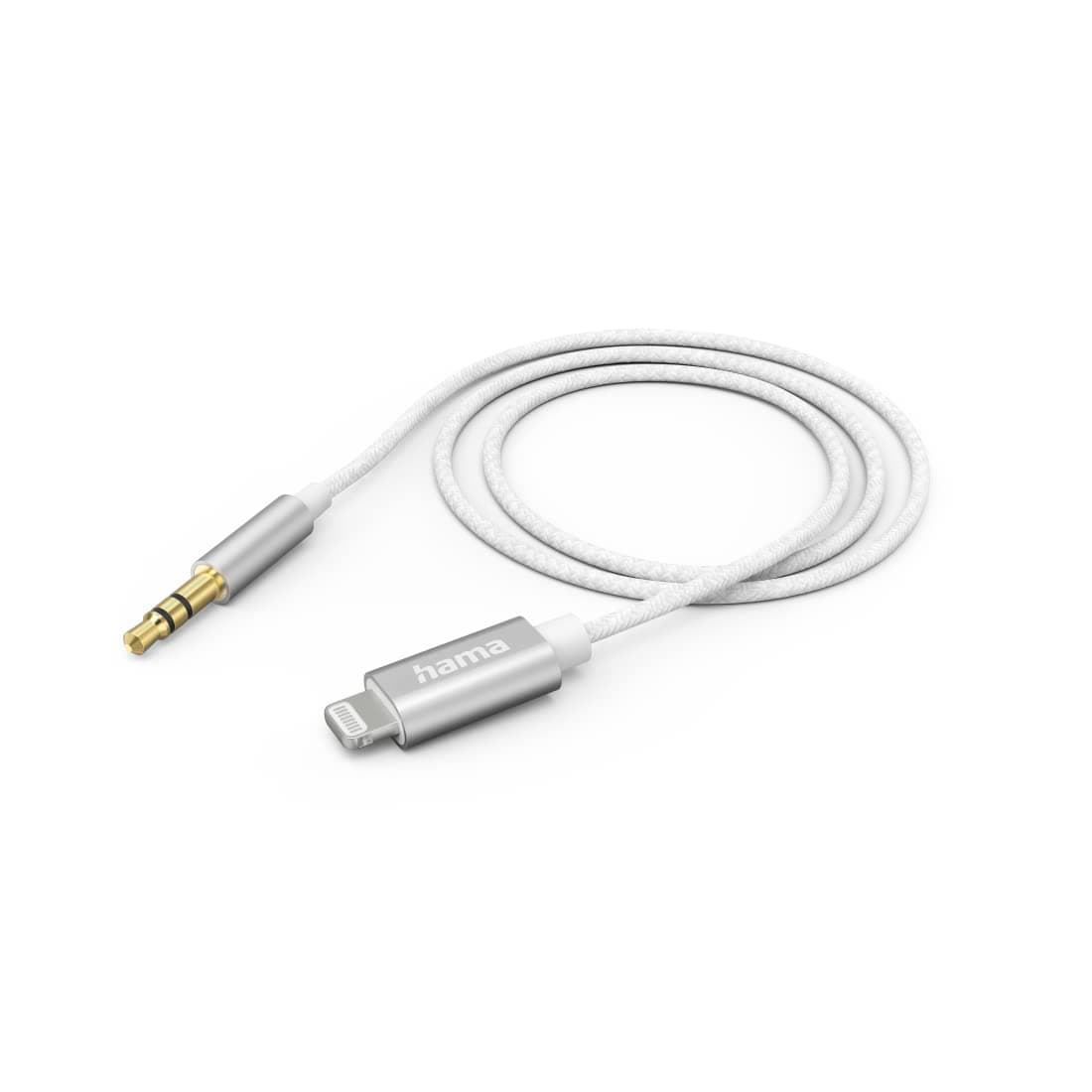 Кабел Hama 201522, от Lightning(м) към 3.5 mm, 1м, бял