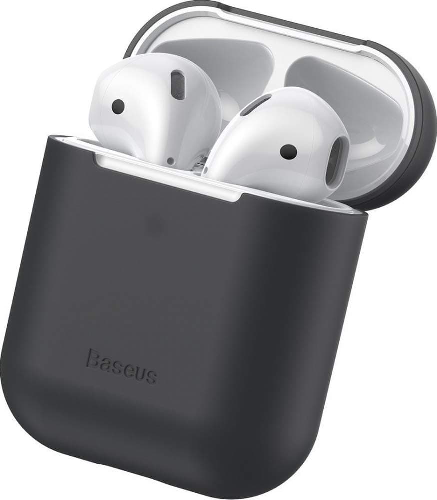 Силиконов калъф за Apple Airpods & Apple Airpods 2 - Baseus Super Thin Silica Gel Case (черен)