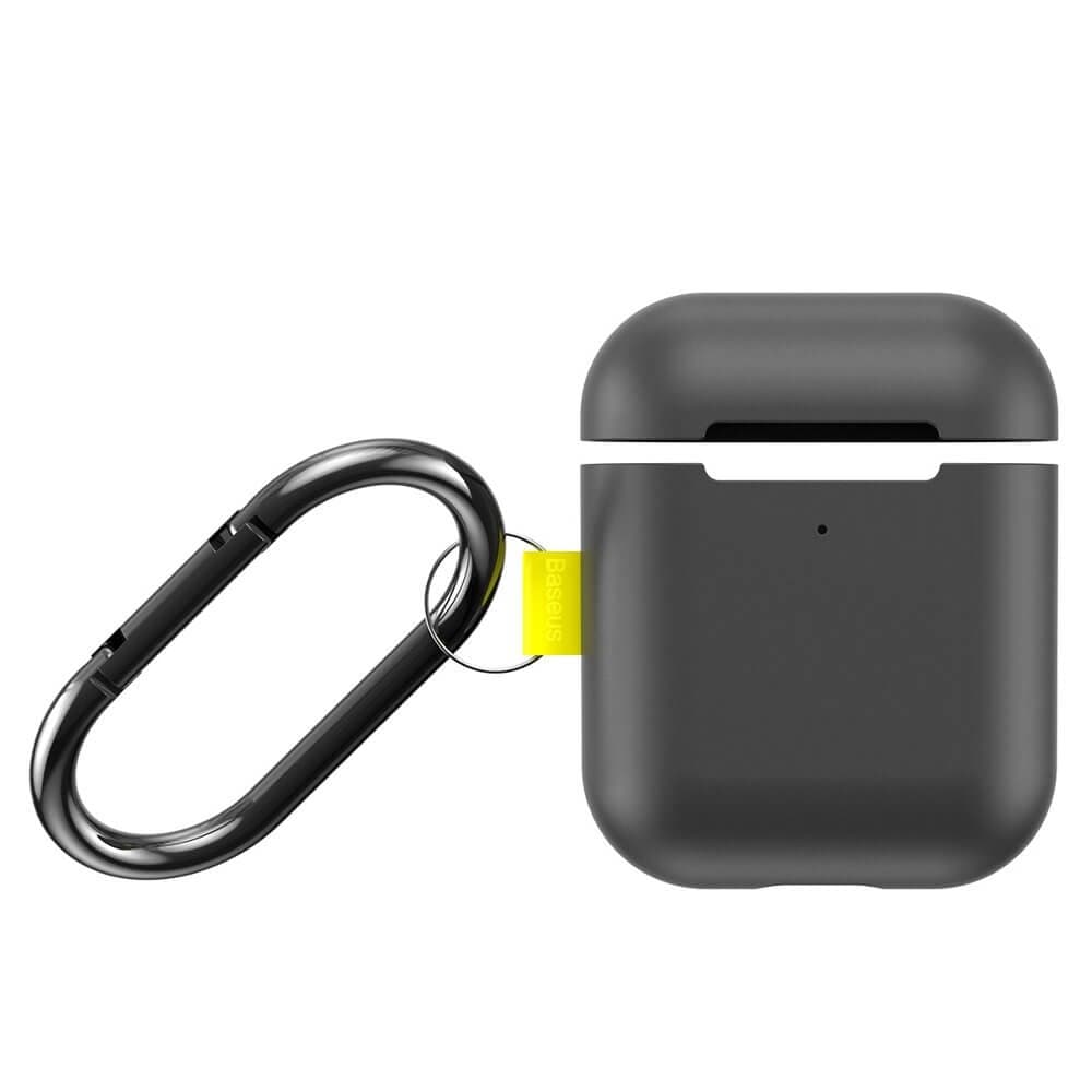 Силиконов калъф с карабинер за Apple Airpods & Apple Airpods 2 - Baseus Lets Go Silica Gel Case (черен)