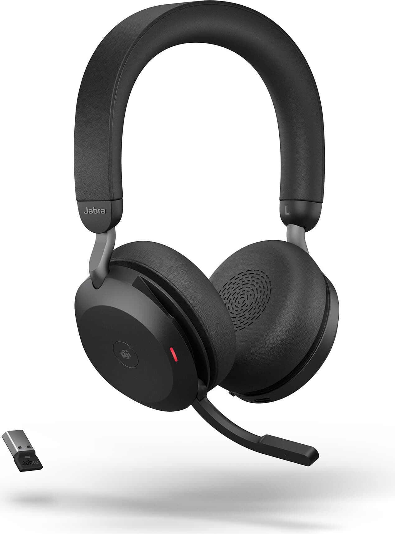 Слушалки Jabra Evolve2 75 MS (27599-999-999), безжични, Bluetooth, USB, микрофон, ANC, 40mm драйвери, до 36 часа време на работа, сертифицирани за Microsoft Teams, черни