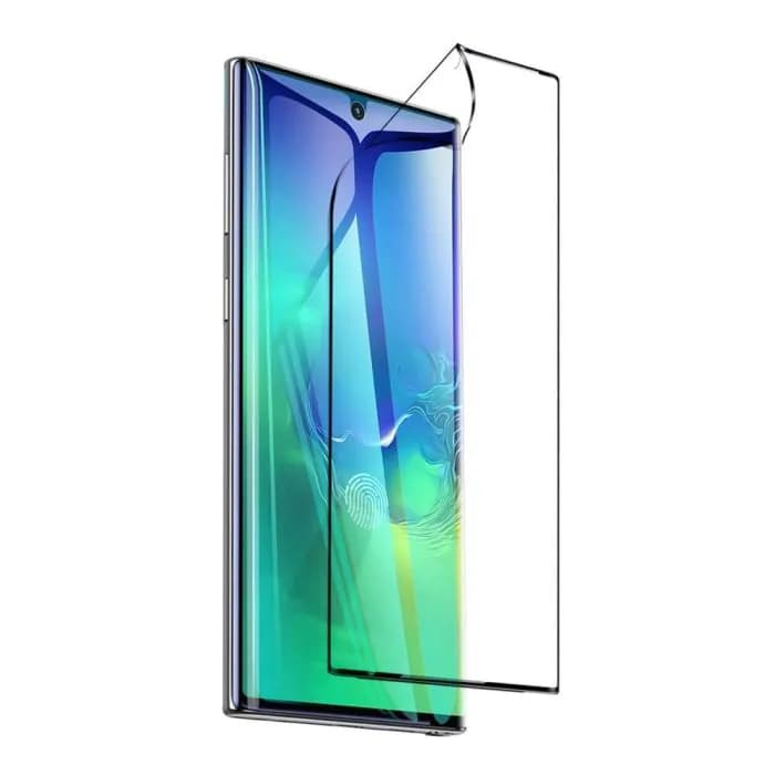 Извито защитно покритие с черна рамка за целия дисплей на Samsung Galaxy Note 10 - Baseus Full Screen Curved Soft Screen Protector (два броя)