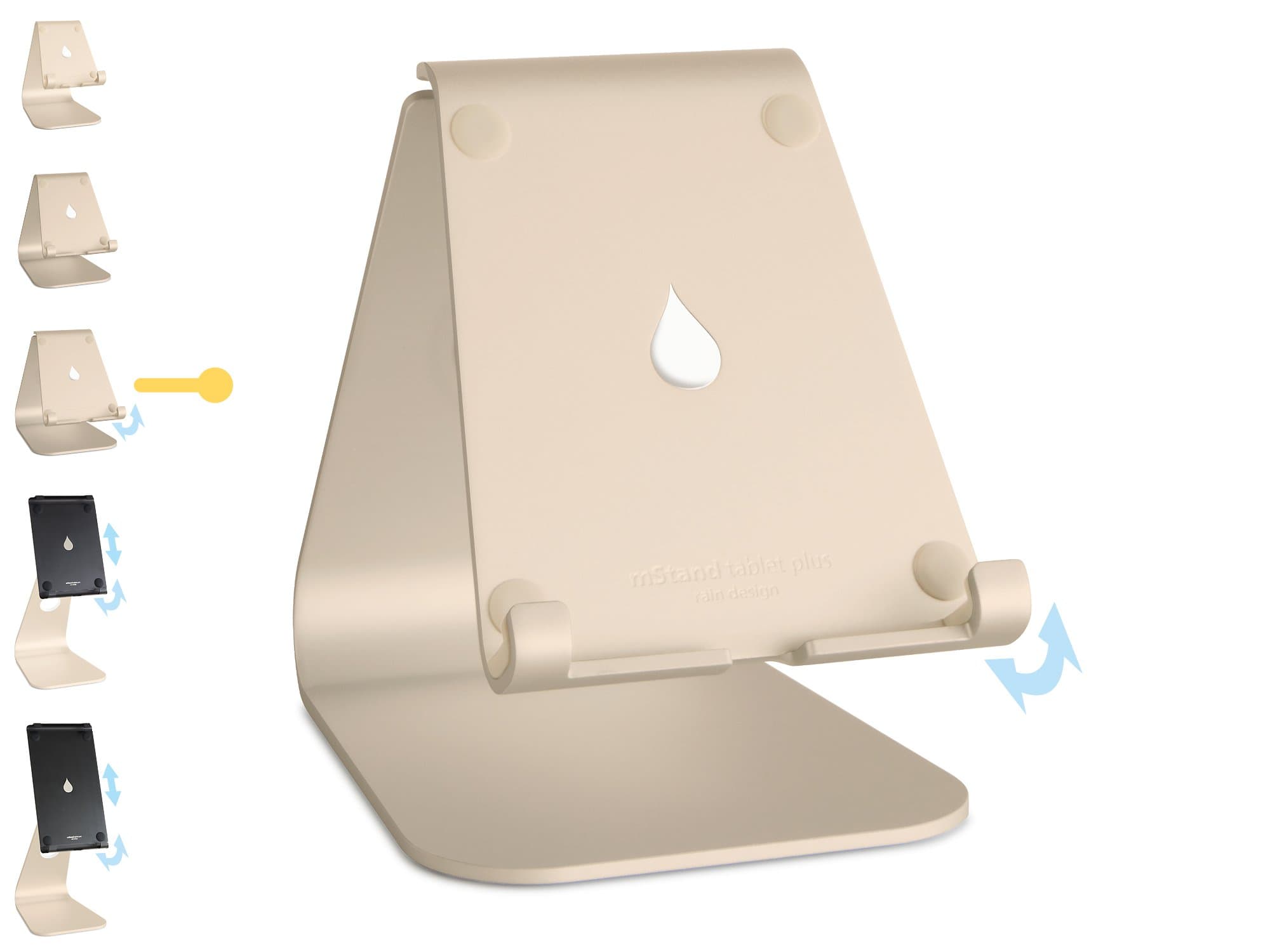 Стойка за таблет Rain Design mStand tablet plus, 116 х 146 х 185мм, регулируема, златиста