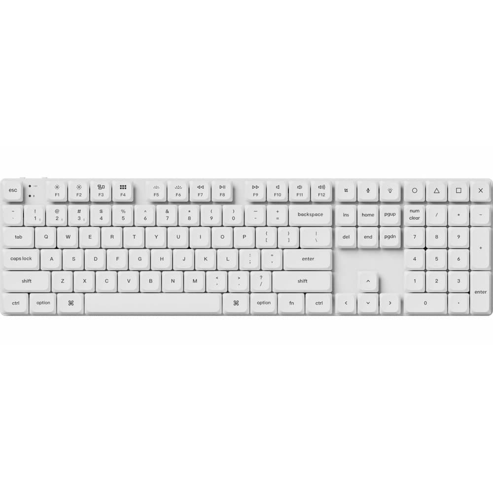 Клавиатура Keychron K5 Pro White QMK/VIA (K5P-P2), механична, Full-Size Low-Profile Gateron Blue суичове, безжична, гейминг, RGB подсветка, бяла, USB, Bluetooth