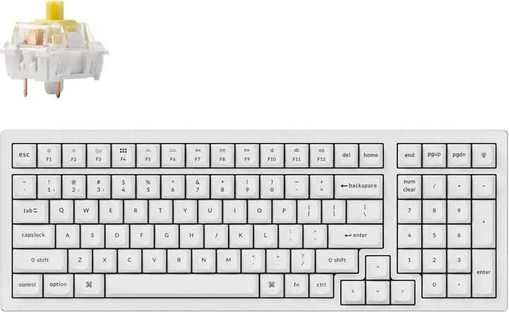 Клавиатура Keychron K4 Pro QMK/VIA (K4P-O4), жична/безжична, механична, Hot-Swappable K Pro Banana суич, гейминг, бяла подсветка, бяла, Bluetooth, USB