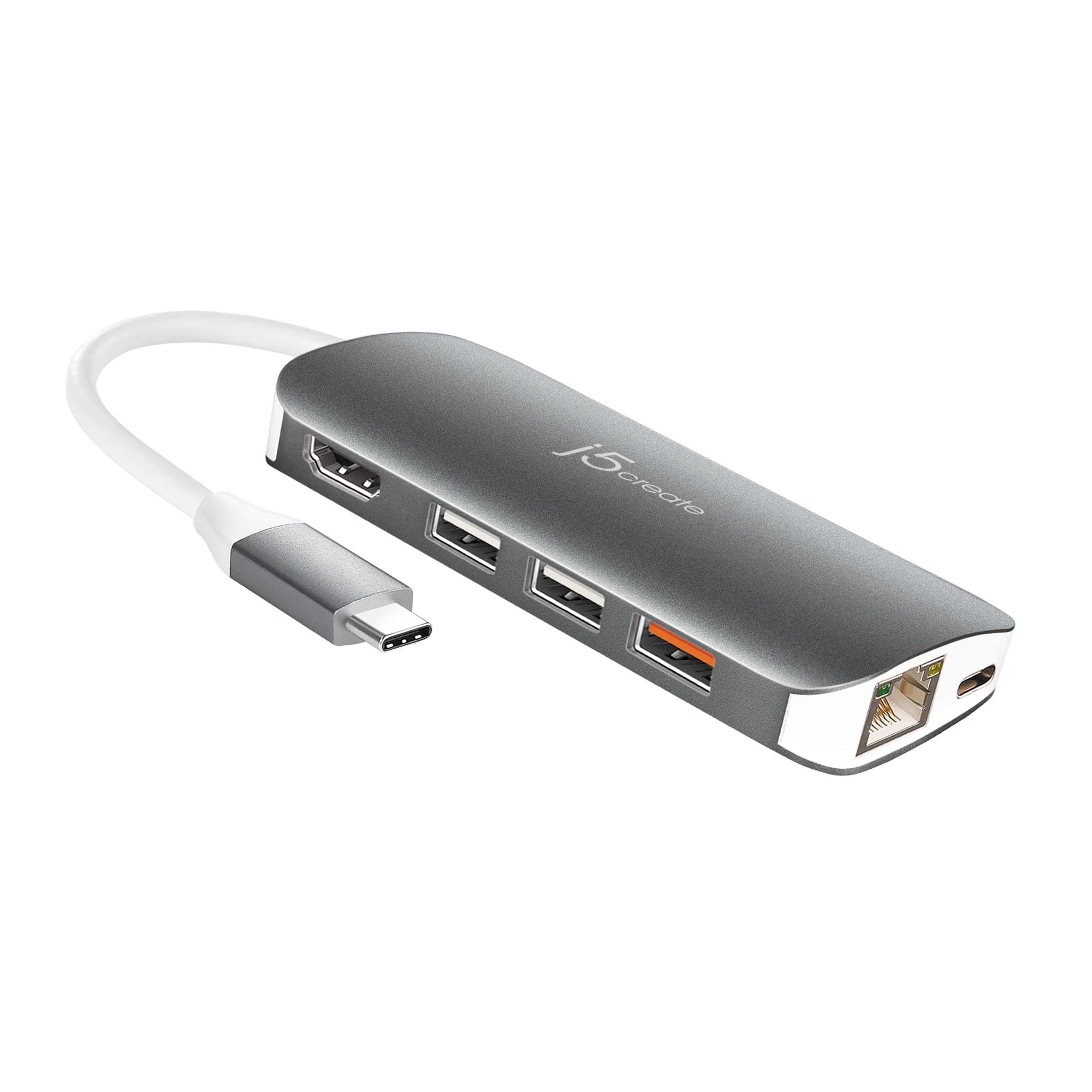 Докинг станция j5create JCD383, от USB-C към 1x USB-C (PD), 3x USB-A, 1x HDMI, 1x RJ45, 1x SD четец, 1x MicroSD четец