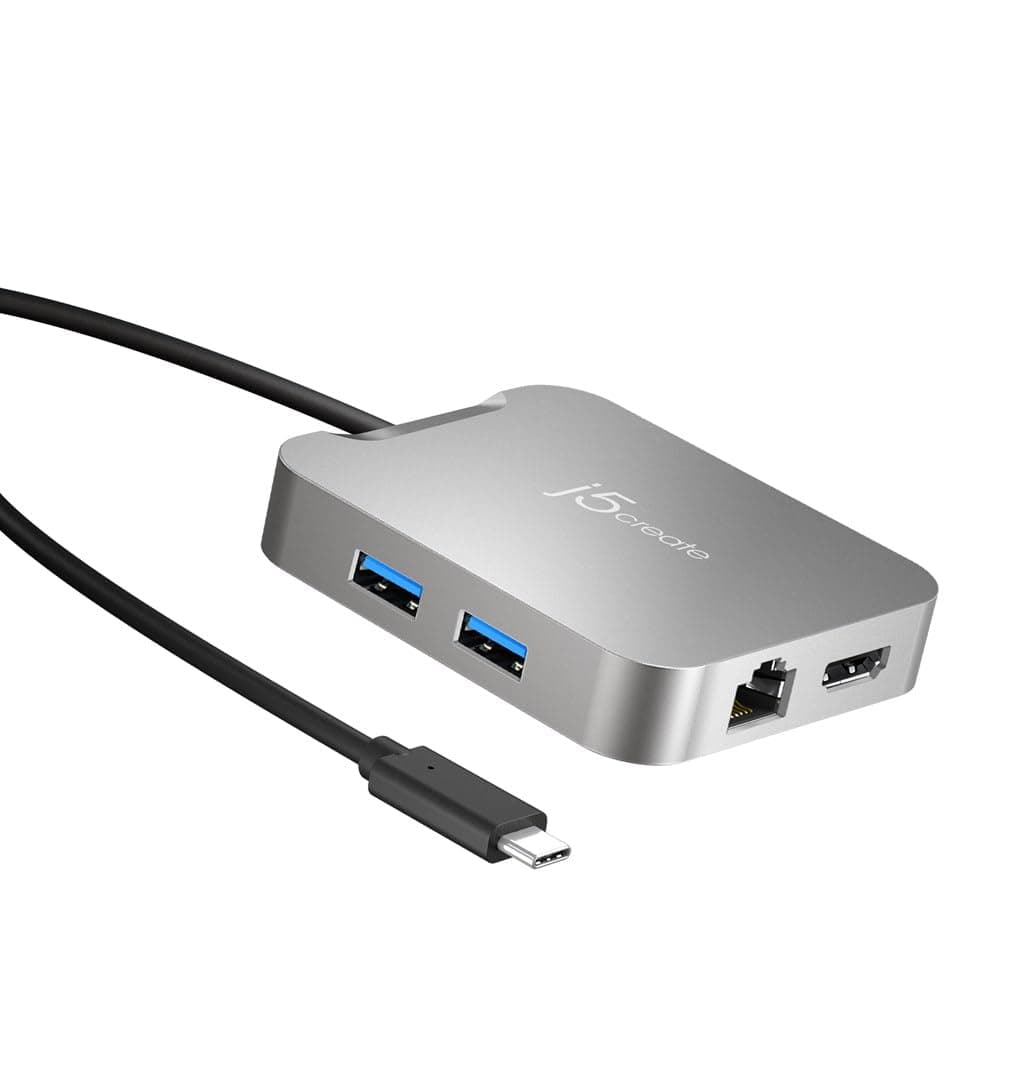 Докинг станция j5create JCD391, от USB-C към 1x USB-C (PD), 2x USB-A, 1x HDMI (4K@60Hz), 1x RJ45, сребриста