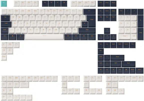 Капачки за механична клавиатура Dark Project Navy Blue, 177-Keycap Set, съвместими с US ANSI и UK ISO подредби клавиатури
