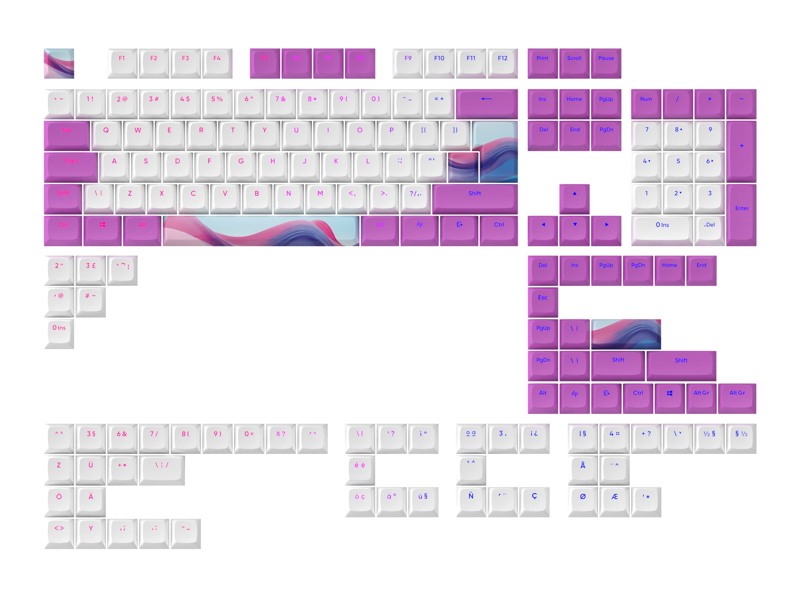 Капачки за механична клавиатура Dark Project Candy K PBT, 177-Keycap Set, съвместими с US ANSI и UK ISO подредби клавиатури
