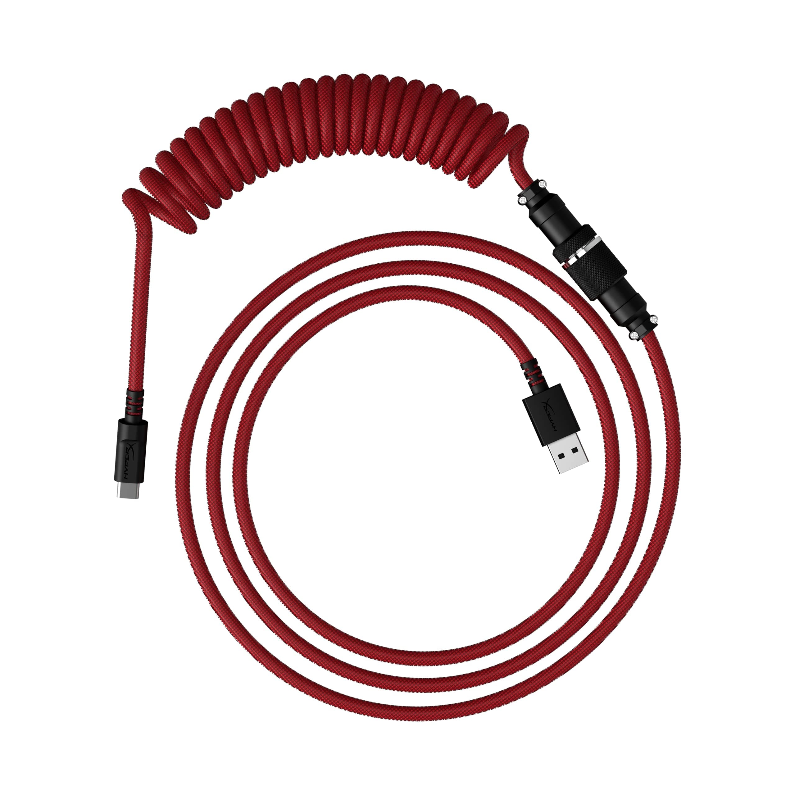 Кабел за клавиатура HyperX Coiled Cable Red-Black (6J677AA), от USB A (м) към USB C(м), 1.37м, червен
