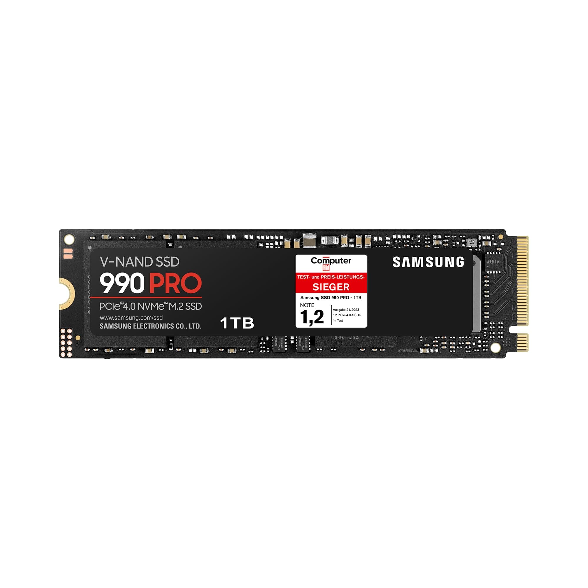 Samsung SSD 990 PRO 1TB PCIe 4.0 NVMe 2.0 M.2 V-NAND 3-bit MLC, 256-bit Encryption, Четене 7450 MB/s Запис 6900 MB/s