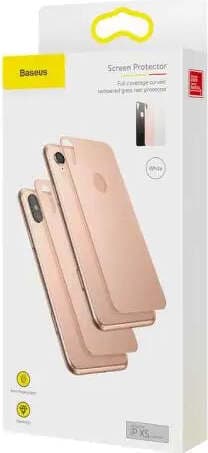 Калено стъклено защитно покритие за задната част на iPhone XS - Baseus Back Glass Film (златист)