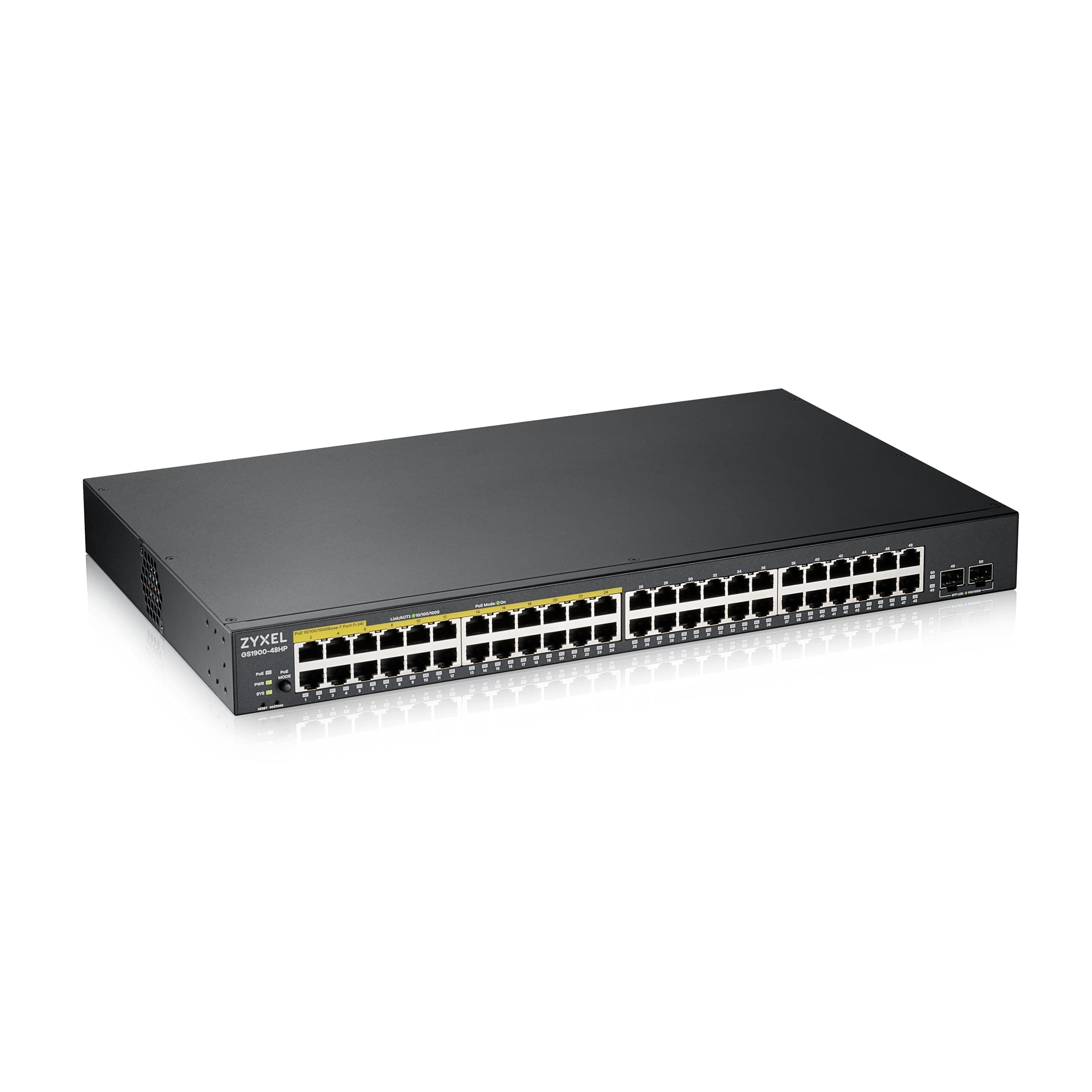 ZyXEL GS1900-48HP v2, 48-port GbE L2 Smart Switch, 170 Watt, rackmount