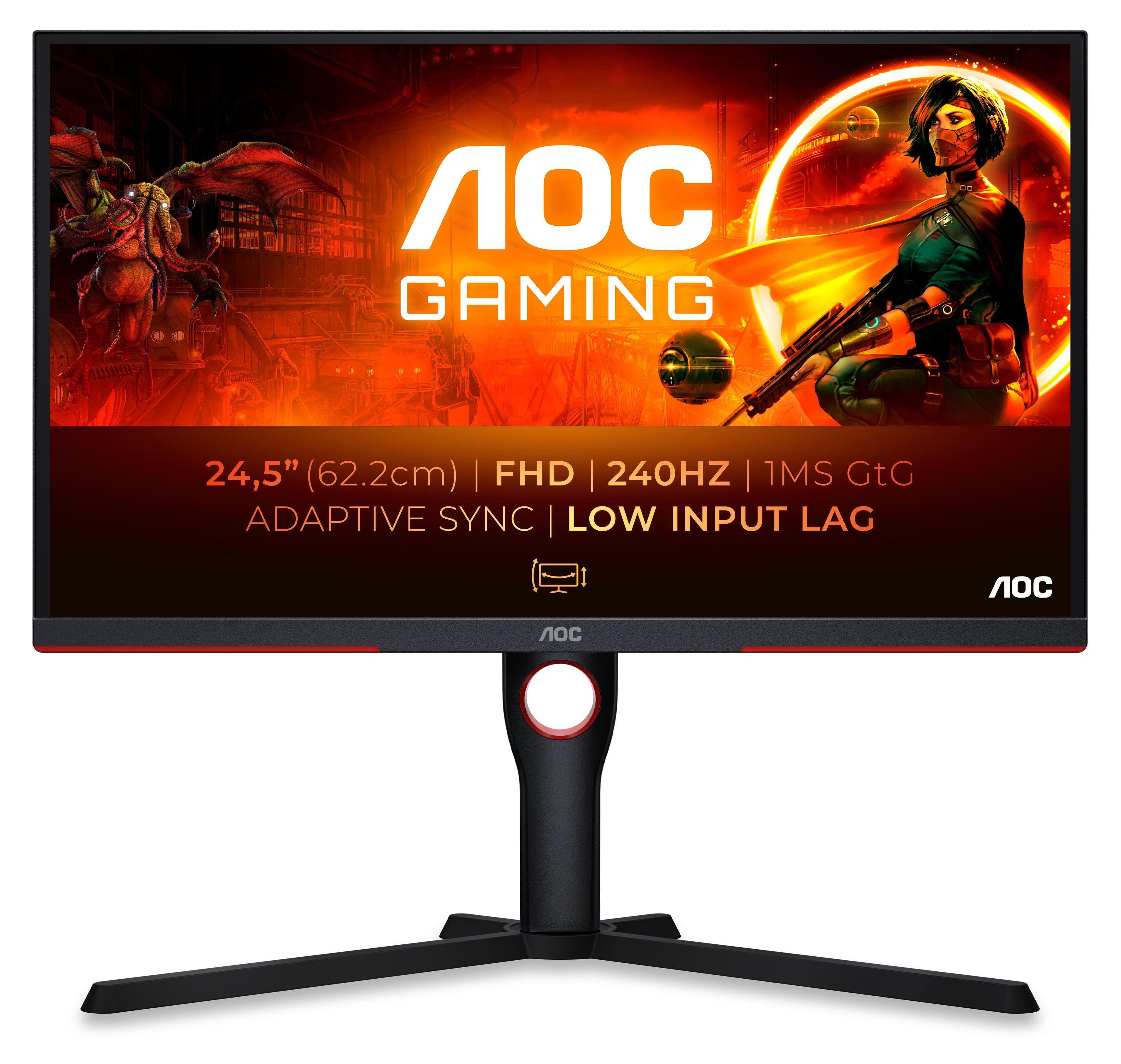AOC 25G3ZM/BK, 24.5" VA WLED, 1920x1080@240Hz, 1ms GtG, 0.5ms MPRT, 300cd m/2, 3000:1, 80M:1 DCR, AdaptiveSync, FlickerFree, Low Blue Light, Tilt, Height Adjust, Pivot, Swivel, 2xHDMI, DP, USB hub