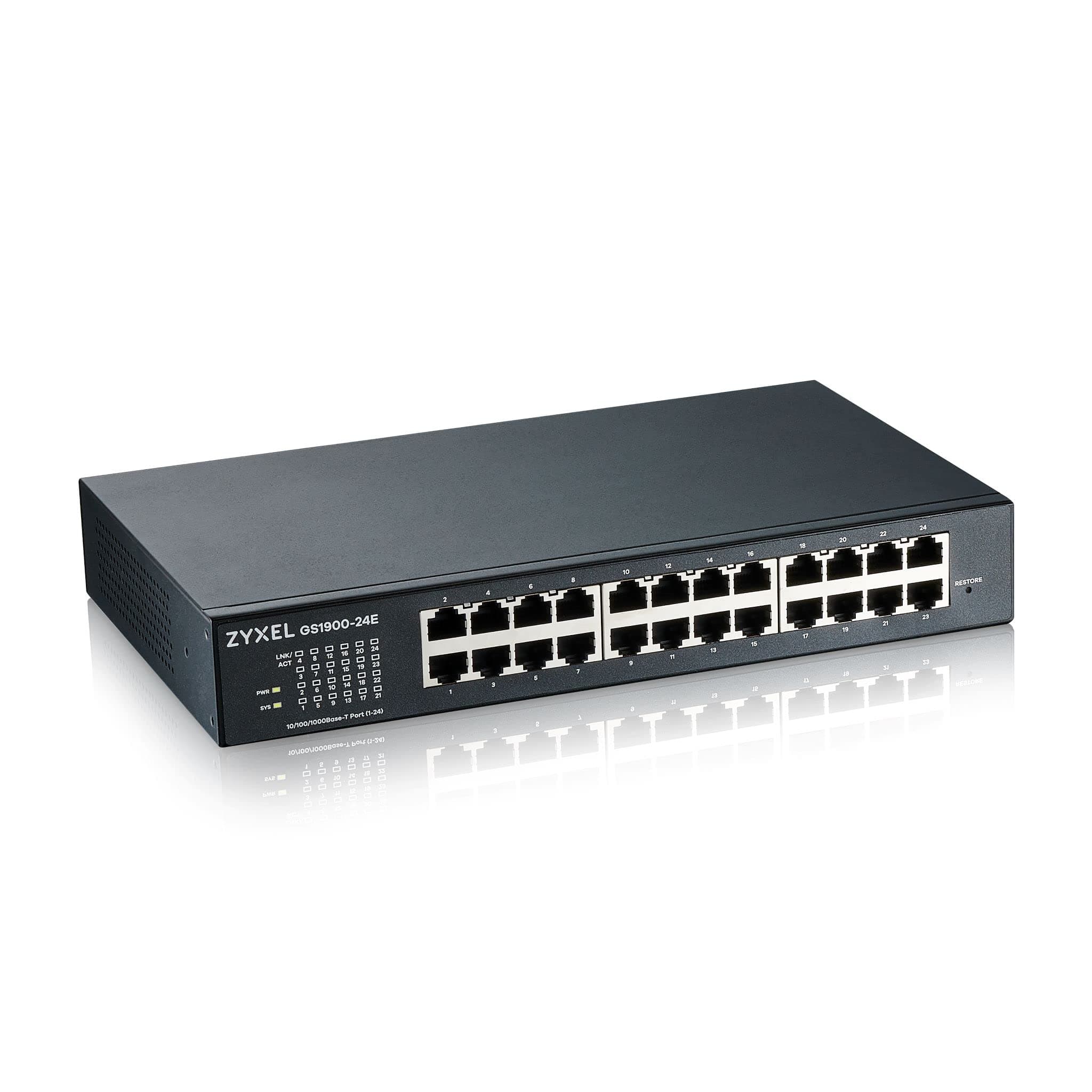 ZyXEL GS1900-24E v3, 24-port GbE L2 Smart Switch, desktop, fanless