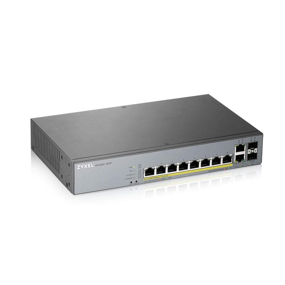 ZyXEL GS1350-12HP, 12 Port managed CCTV PoE switch, long range, 130W