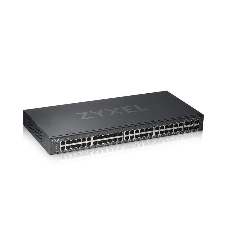 ZyXEL GS1920-48v2, 50 Port Smart Managed Switch 44x Gigabit Copper and 4x Gigabit dual pers., hybrid mode, standalone or NebulaFlex Cloud