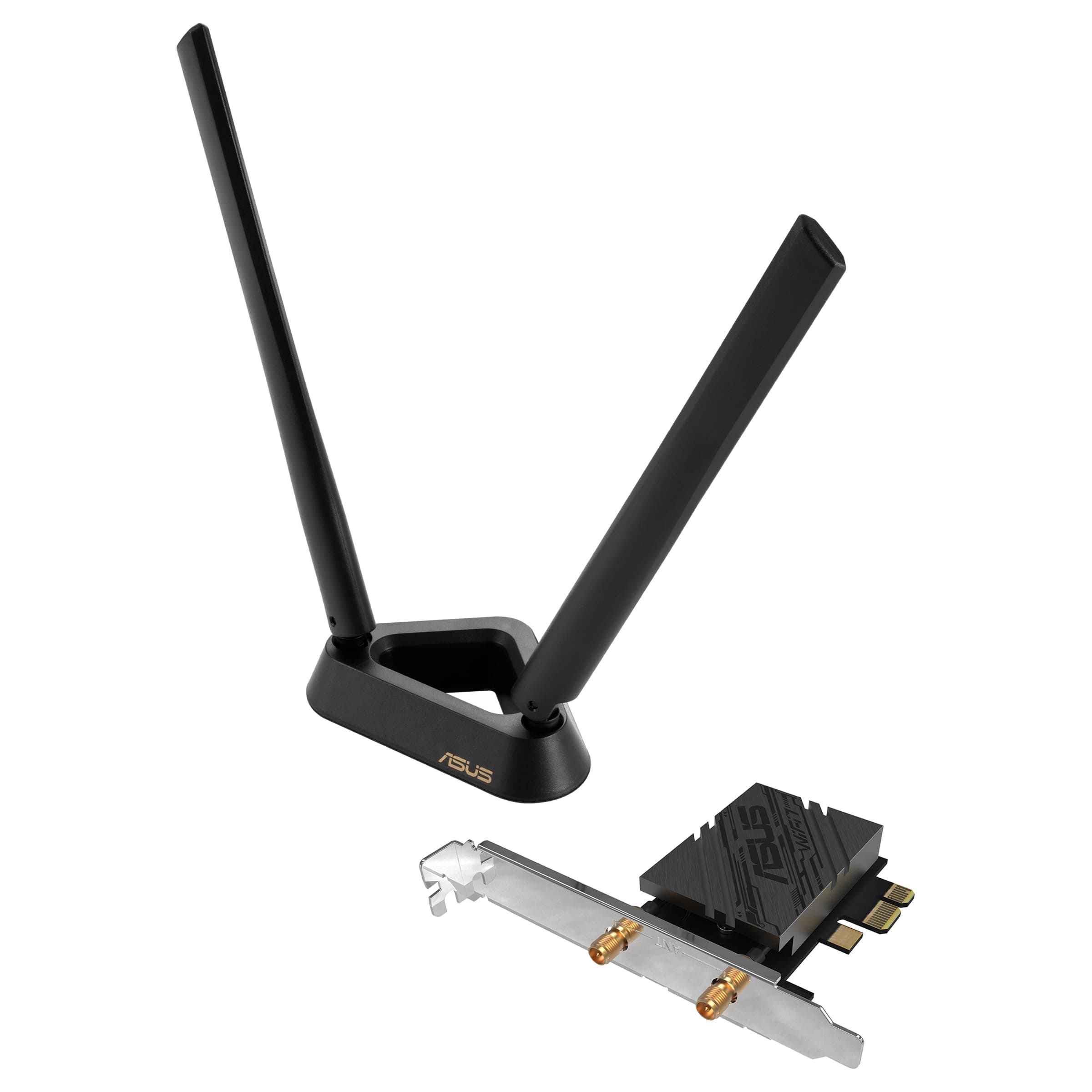 Asus PCI-E адаптер, PCE-BE92BT, BE9400, Tri-Band, Bluetooth 5.4, магнетизирана основа, WPA3, OFDMA, MLO, съвместим само с дънни платки на Intel, черен