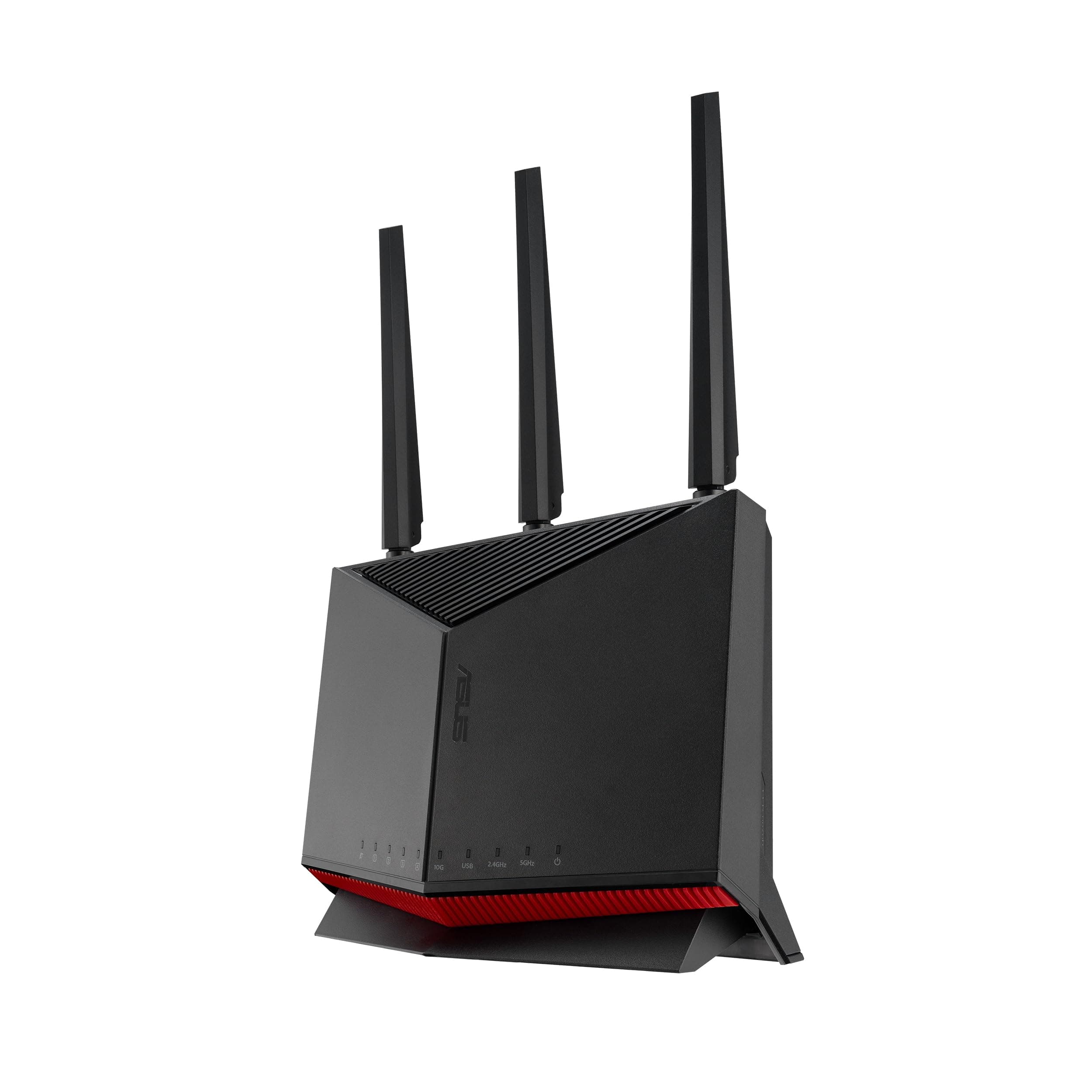 Asus Gaming Wireless Router, RT-BE86U, BE6800, Dual-Band, Quad-Core 2.6GHz CPU, 256MB/1GB Flash/RAM, 4K-QAM, MLO, 10G порт, 2.5G quad-port, AiProtection Pro, Adaptive QoS, VPN Fusion, Instant Guard, IPTV, OFDMA, MU-MIMO, UTF-8 SSID, AiMesh, черен