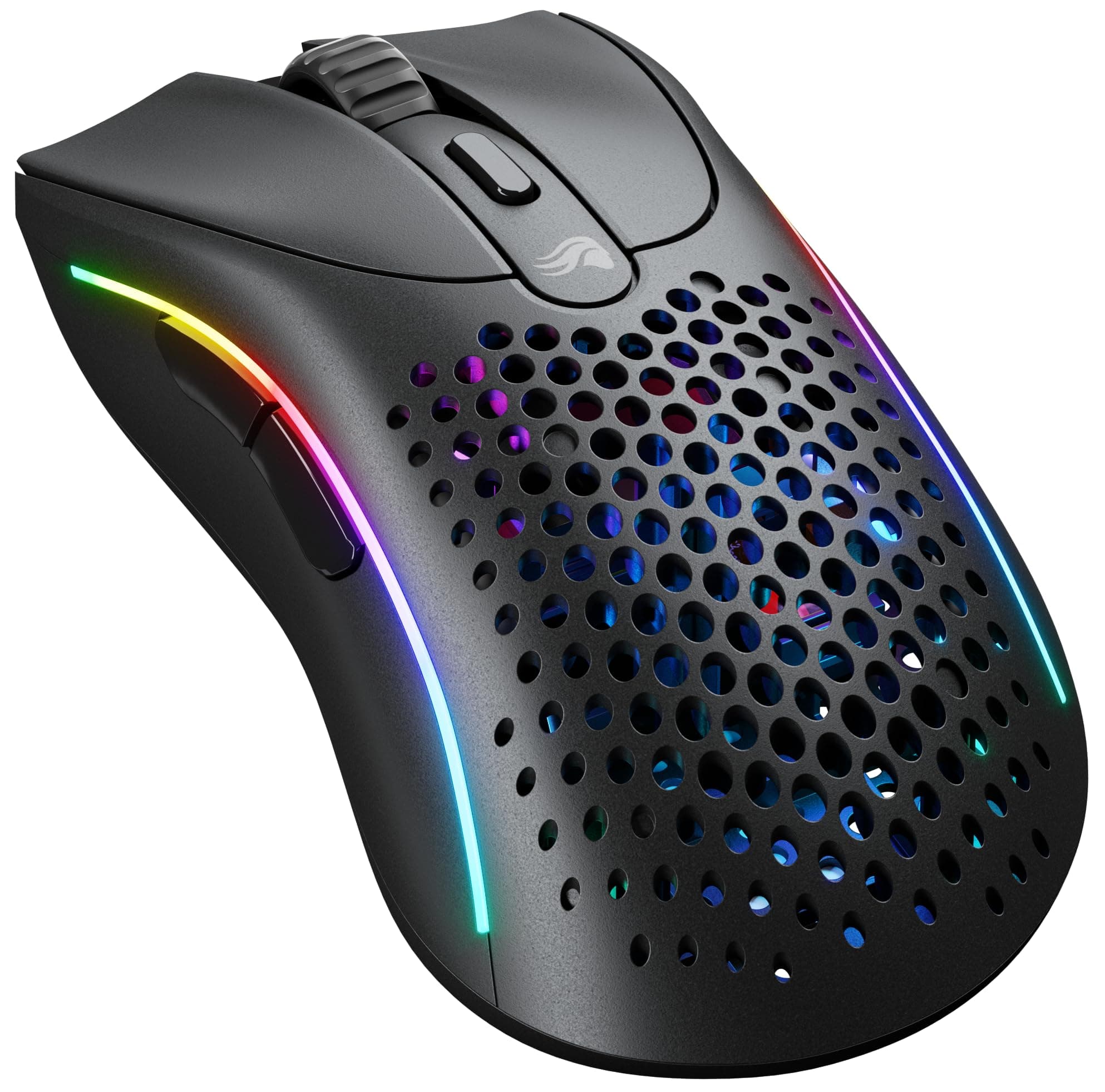 Мишка Glorious Model D 2 Wireless, жична/безжична, оптична (26 000dpi), Bluetooth, USB, черна, Glorious BAMF 2.0 сензор, RGB подсветка, 6 програмируеми бутона