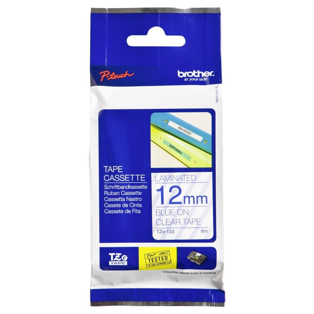 Brother TZe-133 Tape Blue on Clear, Laminated, 12mm, 8m - Eco