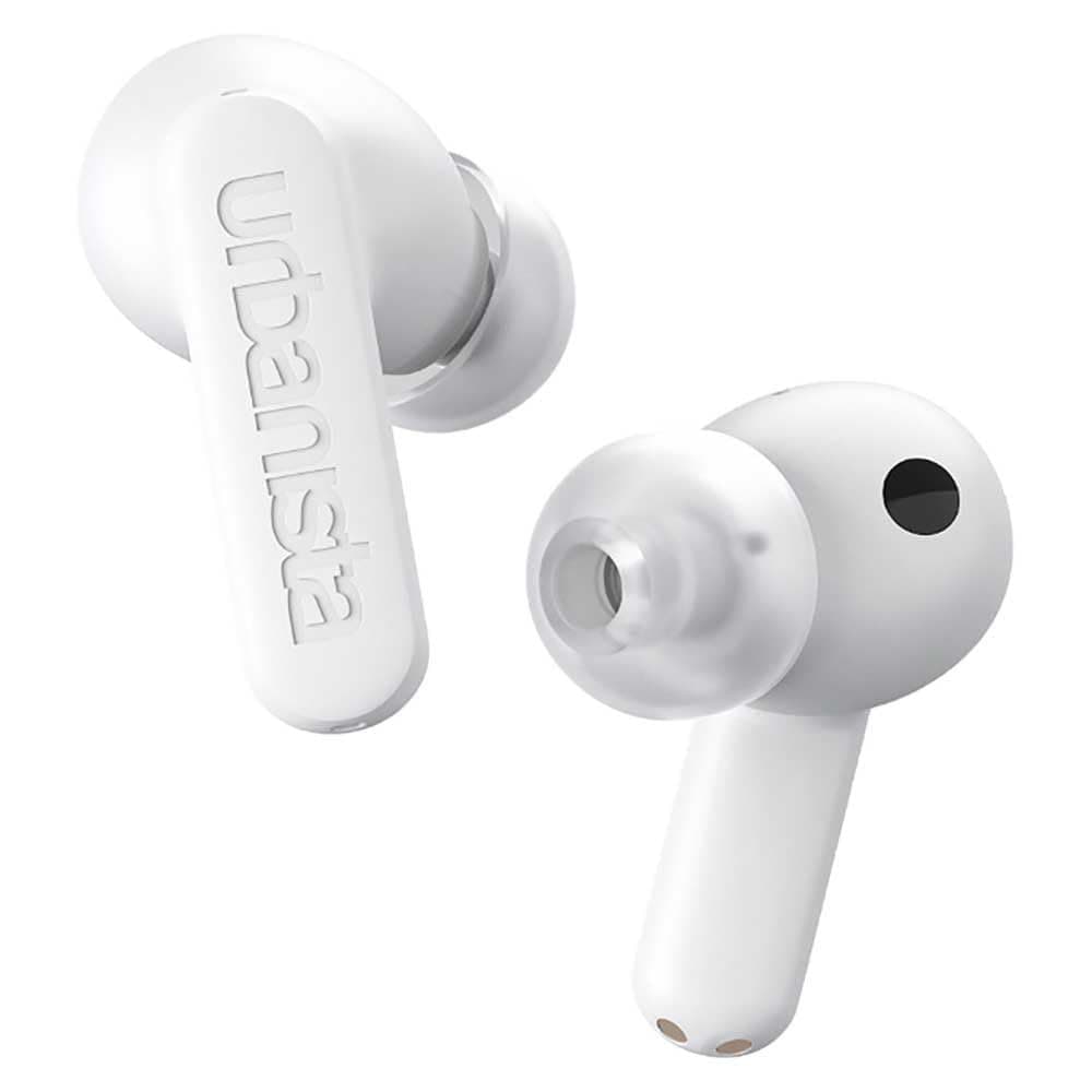 Слушалки Urbanista Atlanta, безжични, Bluetooth, микрофон, 10mm мембрани, безжично зареждане на кутията, IPX4 водоустойчивост, хибридно шумопотискане, до 8 часа време на работа, бели