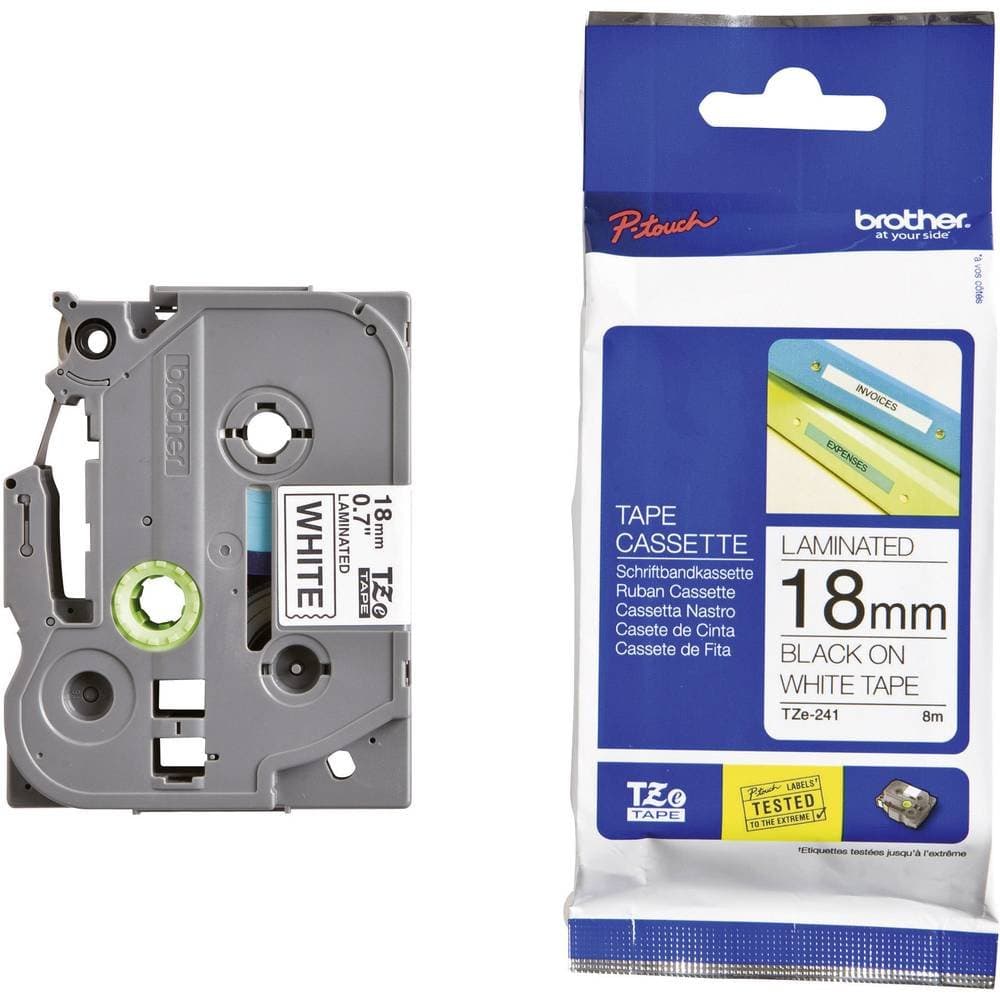 Brother TZe-241 Tape Black on White, 18mm - Eco