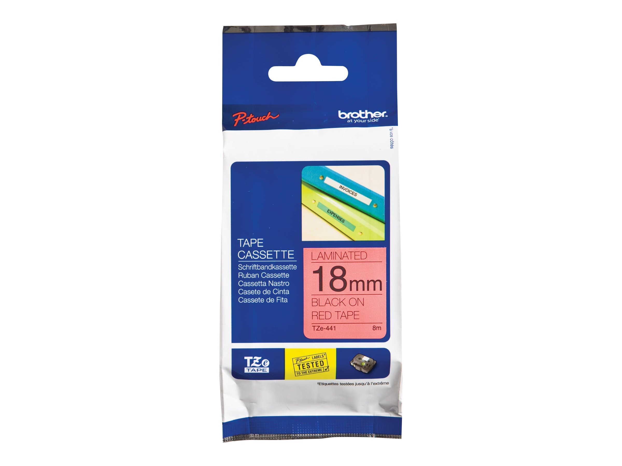Brother TZe-441 Tape Black on Red, Laminated, 18mm, 8 m - Eco