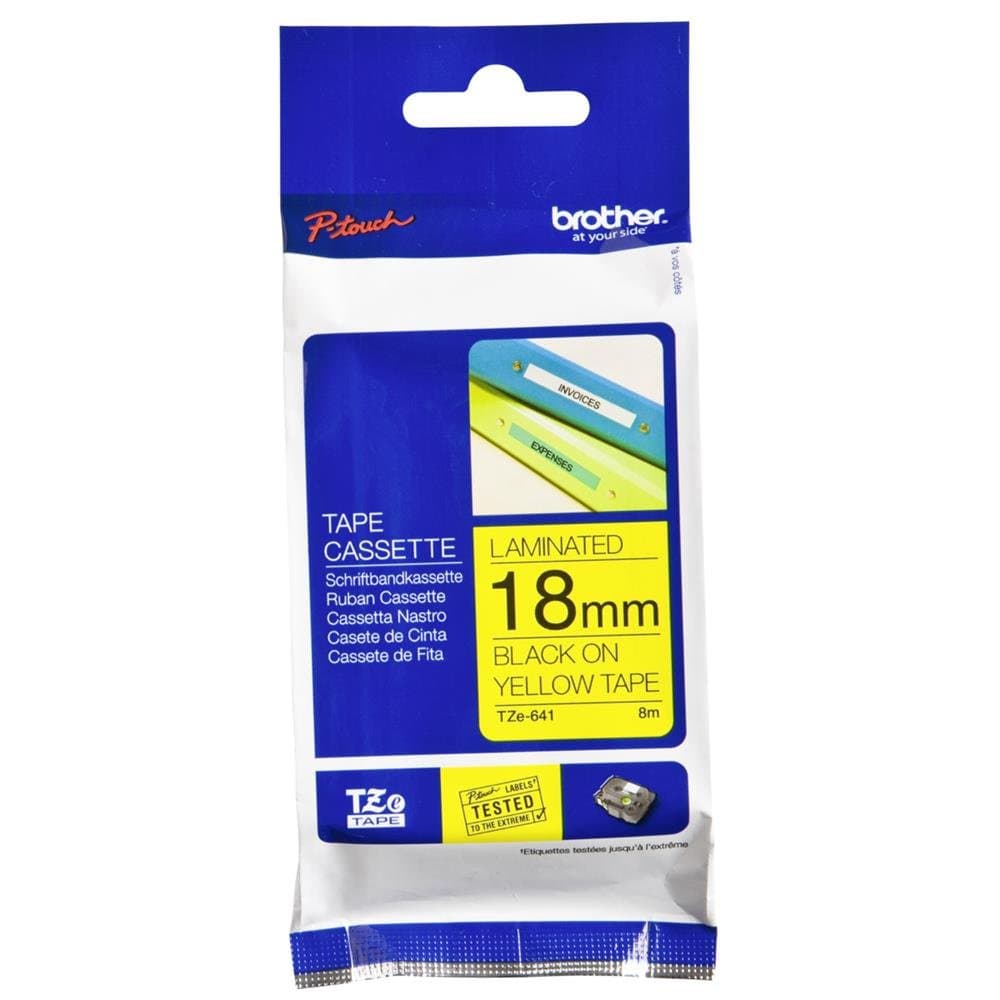 Brother TZe-641 Tape Black on Yellow, Laminated, 18mm Eco