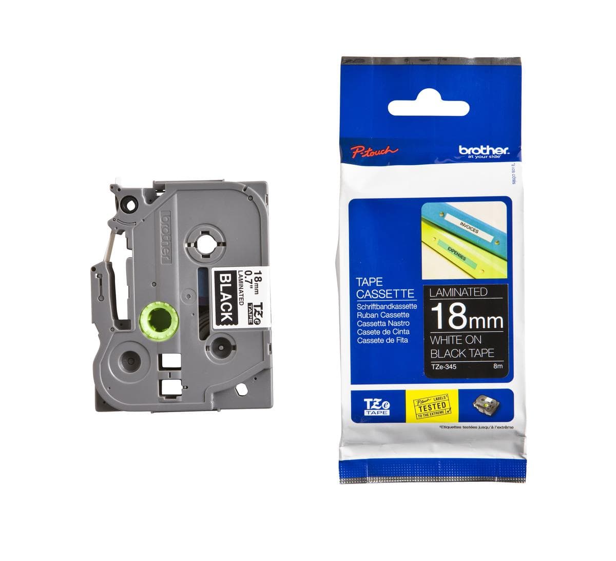 Brother TZe-345 Tape White on Black, Laminated, 18mm, 8m - Eco