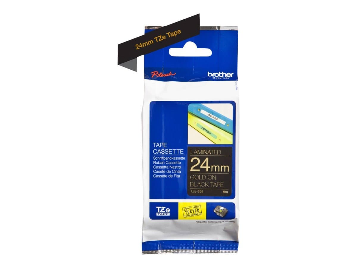 Brother TZe-354 Tape Gold on Black, Laminated, 24mm, 8 m - Eco