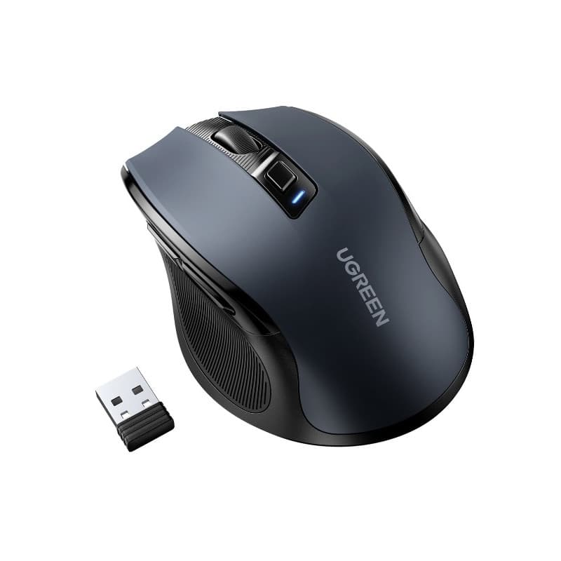 Мишка Ugreen 90545, оптична (4000 dpi), безжична, USB, черна, 6 бутона