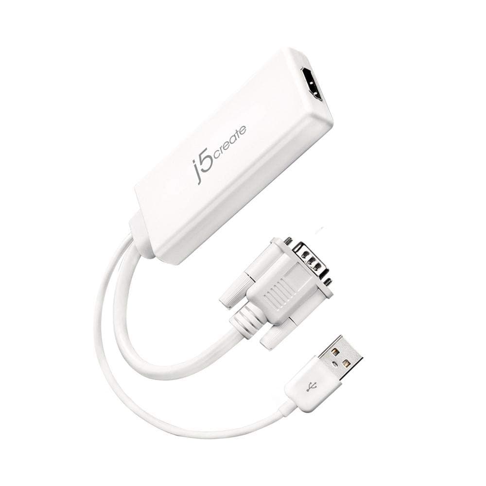 Адаптер j5create JDA214, от VGA(м) към HDMI(ж), 17cm, бял