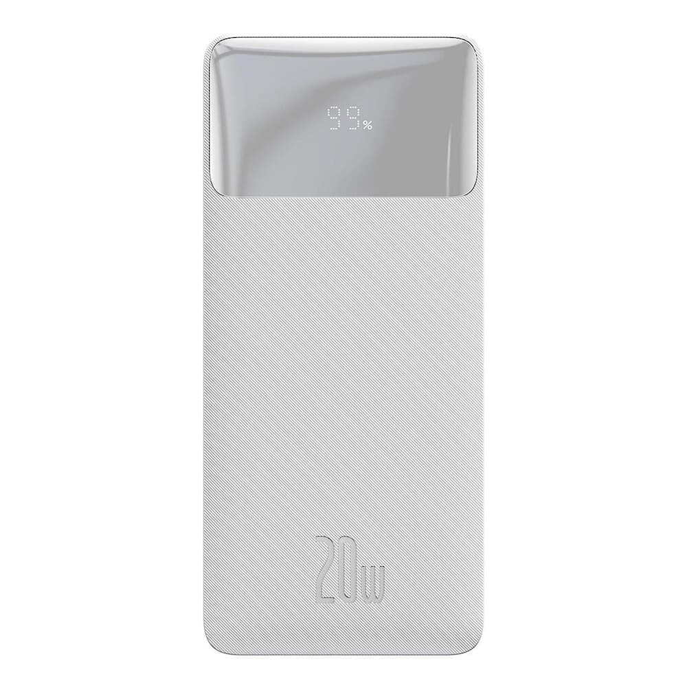Външна батерия с 2xUSB-A и 1xUSB-C изходи и технология за бързо зареждане - Baseus Bipow Digital Display Power Bank 20W 30000 mAh (PPBD050402) (бял)
