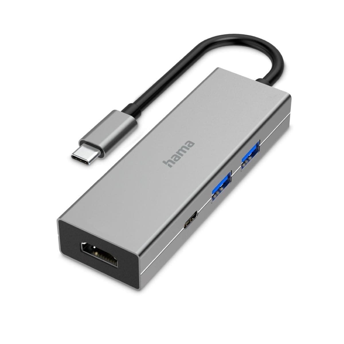 Докинг станция Hama 200107, от USB C към 1x USB C, 2x USB A, 1x HDMI, сребриста