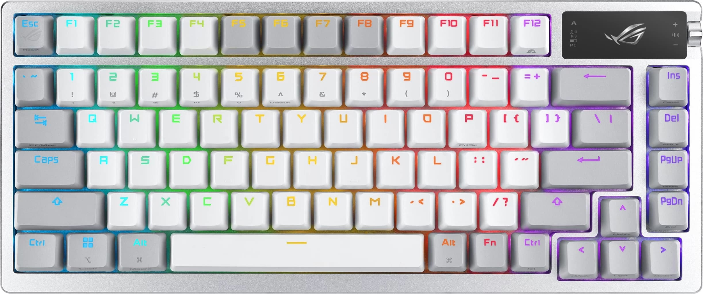 Клавиатура Asus ROG Azoth, жична/безжична, механична, Red суич, гейминг, RGB подсветка, бяла, Bluetooth, USB