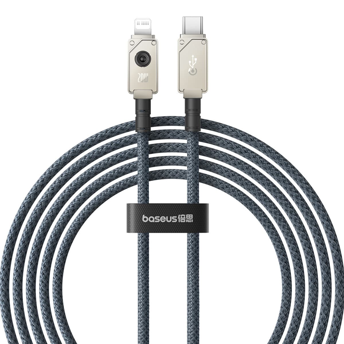 Изключително здрав USB-C към Lightning кабел за Apple устройства с Lightning порт (200 см) - Baseus Aramid Fiber Braiding USB-C to Lightning Cable PD 20W (P10355803221-01) (син)